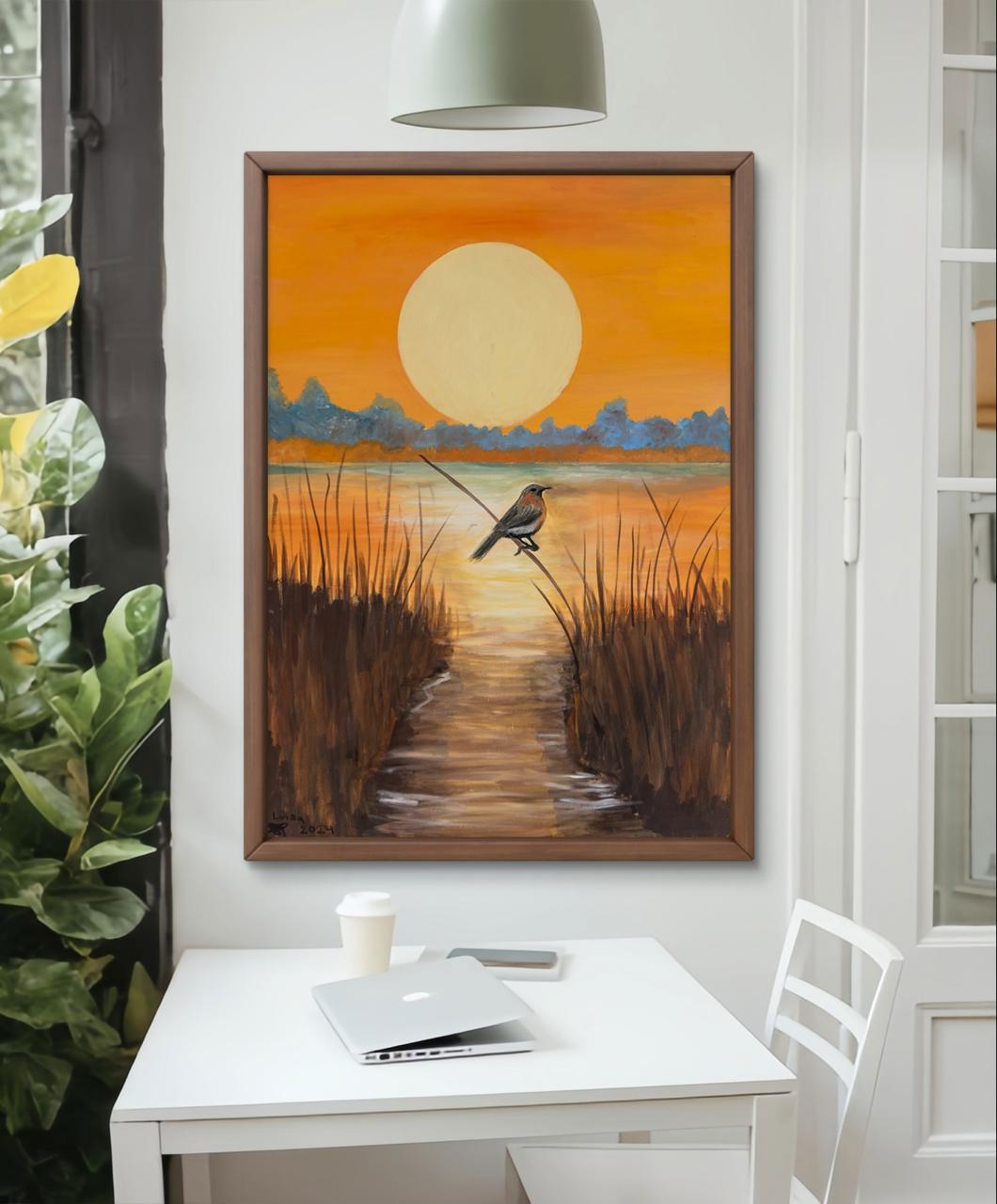 “Pajaro del Sol“ 70x100cm óleo sobre lienzo por Luisa María Pérez